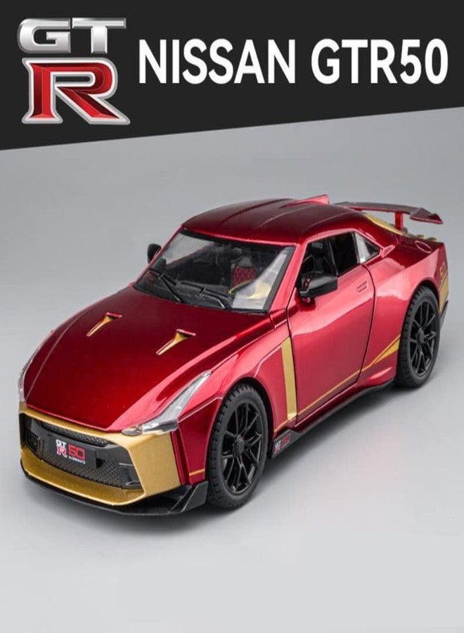 PLUSPOINT Diecast GTR-50 Toy Car 1:24 Scale Model,Pull Back Vehicles Alloy Simulation Supercar with Lights and Sound Also for Car Dashboard,Kids,Adult (1:24-GTR50-Red) - Image 2
